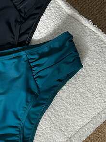 Swim Basics Women's Solid Color Swimsuit Set, 2 Pieces - Multicolor - View 6