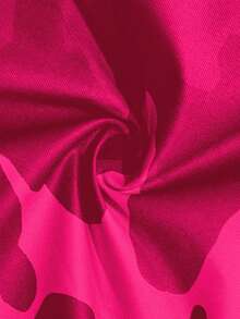Slaydiva Plus Size Camouflage Print Drawstring Hem Jacket For Dailywear Winter Fall Autumn - Hot Pink - View 8
