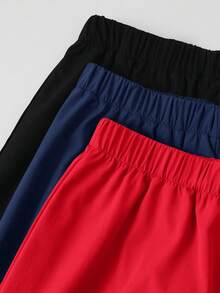 3 Pc Teenboy's Loose Casual Woven Net Color Casual Simple Basic Versatile Solid Color Sports Workwear Shorts Multi-Color Multi Piece Set, Buy One And Get Two Free, Get Three Suitable For Spring And Summer Seasons - Multicolor - View 5