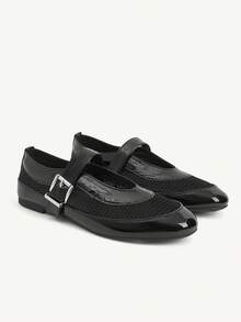 CUCCOO GRLICON Ladies, Buckle, Comfortable Flat Shoes, Holiday Atmosphere, Summer Wear, A Must For Travel, Y2K - Black - View 6