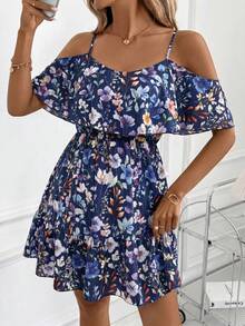 SHEIN Clasi Vestido mini casual con estampado floral para mujer, para citas y fiestas - Multicolor - Ver 8