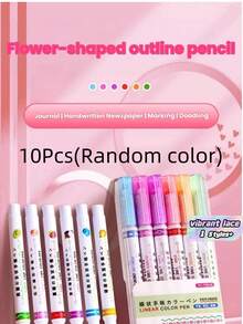 Penna a doppia linea con curva ondulata, pennarello ad asciugatura rapida, penna per bullet journal, cancelleria colorata per studenti, penna fluorescente, forniture scolastiche in stile saudita - multicolore - Visualizzare 1
