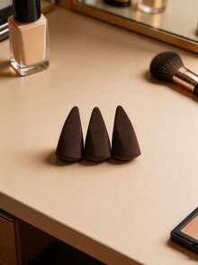 2/3/5/10Pcs Brown Makeup Sponge Blender Set – Multi-Shape Non-Latex Teardrop & Round Tube Makeup Tool, Powder Puff, Travel Essential, Gift For Women, Christmas Stocking Stuffer - Red - View 2
