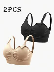 SHEIN Áo ngực cho con bú không đường may thoải mái chất lượng cao giá trị cao bán chạy cho nữ 2026, 2 cái/bộ - Nhiều màu - Xem 1
