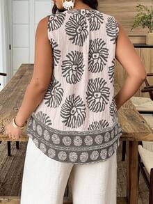 Weeklong Women's Plus Size Spring/Summer Casual Round Neck Sleeveless Random Print Shirt, Suitable For Vacation And Daily Wear - Multicolor - View 2