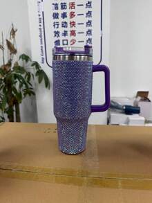 40盎司不锈钢钻石闪耀真空保温旅行杯，带手柄、杯盖和吸管，适合车载、旅行、生日礼物、新年礼物（送给朋友）、情人节礼物（送给男朋友或女朋友），附赠杯刷。 - 彩色 - 查看 11