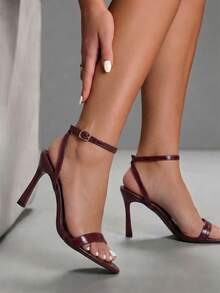 CUCCOO SZL Women's Shoes Spring And Summer New Fashionable And Sexy Versatile Burgundy High-Heeled Sandals - Bamboo leaf green burgundy - View 6