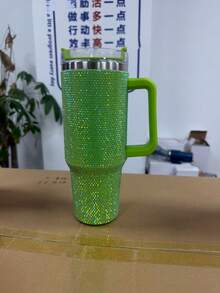 40盎司不锈钢钻石闪耀真空保温旅行杯，带手柄、杯盖和吸管，适合车载、旅行、生日礼物、新年礼物（送给朋友）、情人节礼物（送给男朋友或女朋友），附赠杯刷。 - 彩色 - 查看 16