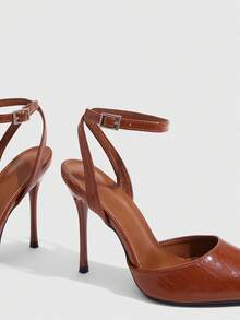 CUCCOO SZL Women's Fashion Pointed Toe Ankle Strap Stiletto High Heel Pumps, Suitable For Commuting, Dating, Party, Wedding And Other Occasions For Christmas - Bamboo leaf green yellow brown - View 3