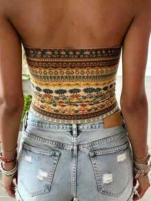 EMERY ROSE Women Floral Print Casual Versatile Daily Wear Tube Top - Multicolor - View 2