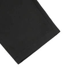Manfinity Homme Pantalones largos de unicolor versátiles y casuales para hombres para ir al trabajo - Negro - Ver 4