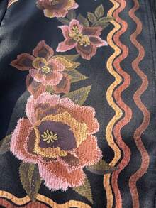 CAJUNI Windbreaker Jacket With Tapestry Flower Print - Black - View 5