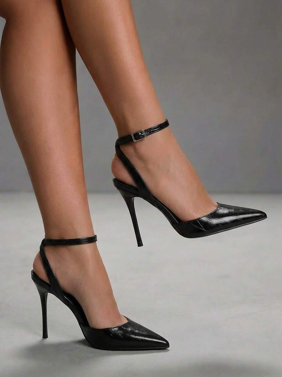 CUCCOO SZL Women's Fashion Pointed Toe Ankle Strap Stiletto High Heel Pumps, Suitable For Commuting, Dating, Party, Wedding And Other Occasions For Christmas - Bamboo leaf green black - View 1