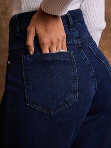 Daynim Casual Commute Loose Straight Leg Jeans - Dark Wash - View 1