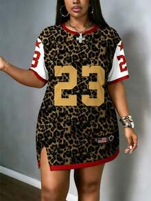 Slaydiva Plus Size Vintage Leopard Print Dress, Suitable For Summer Music Festivals - Multicolor - View 5