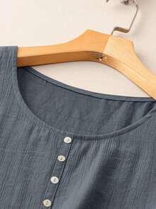 EMERY ROSE Camiseta de tirantes informal de verano de cuello redondo de unicolor para mujer - Neblina azul - Ver 5