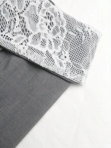 Elenzga Casual Versatile Lace Patchwork Loose Pants - Grey - View 6