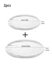1pc/2/3pcs Dressing Table Tray, Silicone Round Tray Decorative Storage Organizer For Bathroom Toilet Tank Bedroom Kitchen Countertop, Jewelry Storage Dressing Table Tray For Candles, Lotion Bottles, Cosmetics, Marble White - Round bergite - View 19