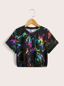SHEIN ICON Women Reflective Ink Print Crop Graphic Tee - Multicolor - View 4