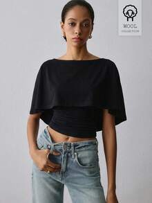 ATUI Studio Women's Wool Blend Knit Top – Everyday Basic Long Sleeve Pullover, Elegant Casual For Summer Beach Date Night, Party Vacation Black - Black - View 3