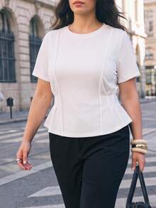 Maija Damen Große Größen einfaches Kurzarm T-Shirt - Weiss - Übersicht 2
