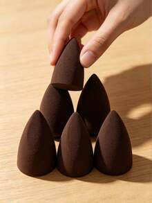 2/3/5/10Pcs Brown Makeup Sponge Blender Set – Multi-Shape Non-Latex Teardrop & Round Tube Makeup Tool, Powder Puff, Travel Essential, Gift For Women, Christmas Stocking Stuffer - Red - View 9