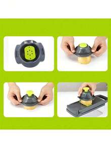 16pcs/SET -Vegetable Chopper, Vegetable And Fruit Slicer, Food Grater, Knife (With Container), Onion Chopper (With Interchangeable Blades), Potato Grater, Kitchen Gadgets, Kitchen Tools (16pcs Set) - Grey-green B - View 6