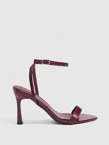 CUCCOO SZL Women's Shoes Spring And Summer New Fashionable And Sexy Versatile Burgundy High-Heeled Sandals - Bamboo leaf green burgundy - View 2