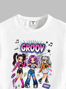 1套青少年女孩春夏服裝 2件套 GROOV 動漫女孩印花白色短袖T恤 + 白色短褲 青少年女孩夏季休閒套裝 寬鬆親膚透氣 適合日常、上學、出遊、運動 百搭舒適 適合各種身型 讓妳成為春夏最吸睛的小美女 - 彩色 - 查看 4
