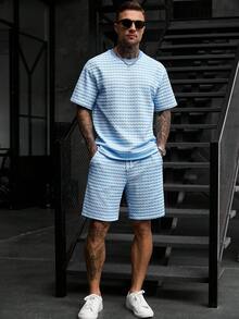 Manfinity CasualCool Men's Simple Crew Neck Short Sleeve T-Shirt And Shorts Set - Multicolor - View 4