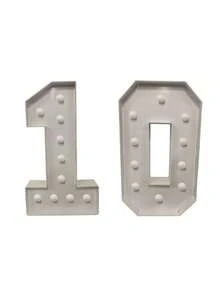 4英尺发光数字0-9白色数字带灯，生日派对装饰，大型马赛克数字框0-9，预切割厚泡沫板标牌，周年庆典派对装饰 - 白色 - 查看 9