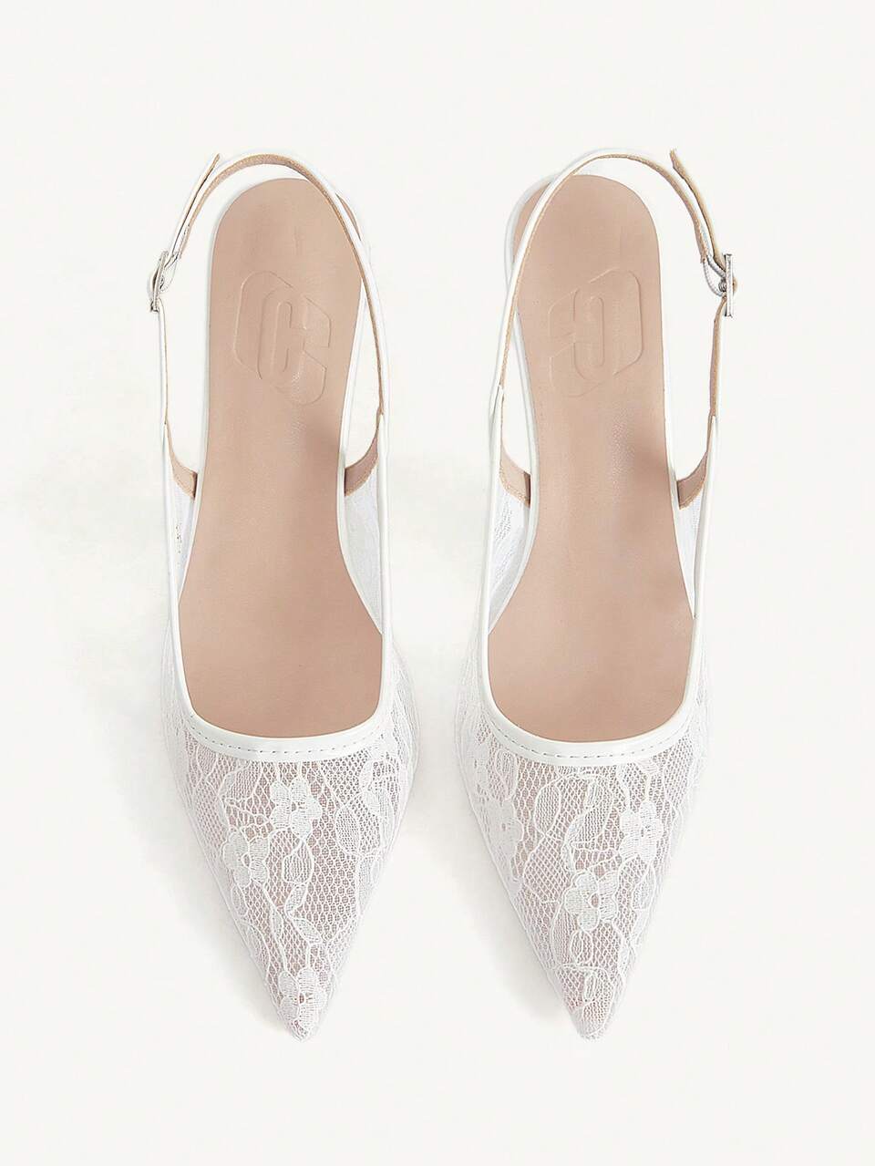 CUCCOO CHICEST Women Shoes Pointed Stiletto White Lace Mesh Fashion Commuter Versatile Elegant Sexy Women's High Heel Shoes Slingback Shoes Women's Shoes