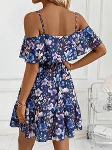 SHEIN Clasi Vestido mini casual con estampado floral para mujer, para citas y fiestas - Multicolor - Ver 3