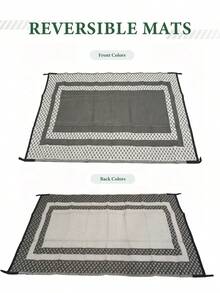 Reversible Outdoor Rug, Portable Plastic Woven Camping Mat, Suitable For RVs, Waterproof Outdoor Area Rug For Yard, Patio, Porch, Balcony (White Gray) - Aircraft Frame - View 8