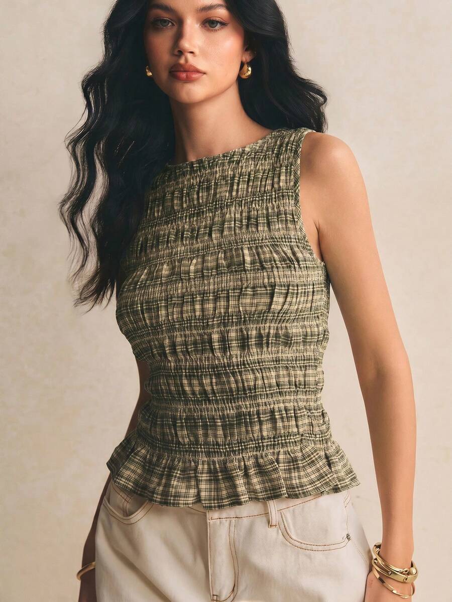 Poéselle 女款無袖百褶修身度假上衣 - 黑色 - 查看 1