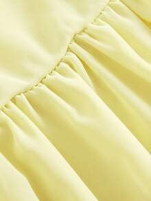 SHEIN Kids Tween Girl Fashion Optimized Woven Solid Yellow Color One Shoulder Dress Vacation Pale Yellow Summer Modest Yellow Dress - Yellow - View 5