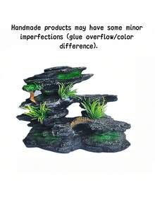 1PC Stacked Stone Statue Decor Aquarium Landscape Ornament Fake British Stone Layered Design With Artificial Grass Hide Cave For Fish Shrimp Zen Style Core Accent For Fish Tank Fish Lovers Turtle Keepers - A - View 6