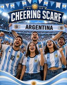 juxingdongli Argentinien Fußball Schal mit Lionel Messi 10 Aufdruck, gestrickter Schal für Fußballfans und Unterstützer, weich und warm, langer Schal in blau-weiß gestreift, Stadion Match Fanschal, Winter Geschenk für Spieltage - Verschiedenfarbig - Übersicht 5