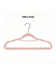 10 Sets Of New Flocking Coat Rack Sets, Home Wardrobe Classification Coat Racks, Anti-Slip And Non-Traceless Two-In-One Coat Rack Brackets For Wardrobes, With Brackets For Hanging Tops, Skirts Or Pants, Saving Space, The Plush Surface Effectively Protects Clothes From Slipping, Strong Load-Bearing Capacity, Suitable For Classifying Clothes In Family Bedrooms, And Can Also Be Used For Drying Clothes. - Multicolor - View 9