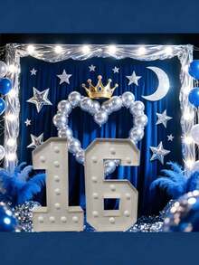 1Pc 91.5cm/36.02inch Light Up Digital Marquee Frame With Lights KT Board Number 0-9 Plug-In KT Board With Bracket Party Decorative Light Birthday Party Anniversary Decoration--Cool Lights - White - View 3