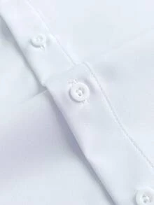 Manfinity Mode 男士休閒時尚短袖白色正裝襯衫，商務款，適合送給男朋友或丈夫的禮物，夏季正裝 - 白色 - 查看 6