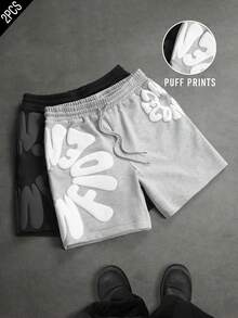SLATEMANN Quần short thể thao nam mùa hè phong cách casual họa tiết chữ, cạp chun dây rút - Nhiều màu - Xem 5