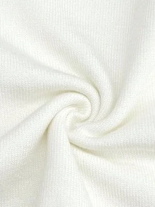 EMERY ROSE Plus-Size Women's Spring/Fall Casual Wear: Simple And Versatile Casual Style, Solid-Color Basic Top. Plus-Size Fitted Short-Sleeve Knit Top With A Large Round Neckline, Perfect For Spring And Fall - White - View 8