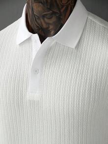Manfinity Homme Men's Solid Color Minimalist Daily Wear Short Sleeve Polo Shirt, Formal - White - View 5