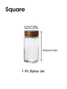 1pc/5pcs Set Glass Spice Jars With Rosewood Lids, Square Glass Bottles With Stands, Airtight Pepper And Seasoning Containers - Multicolor - View 10