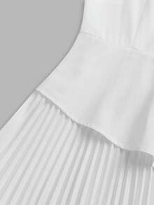 Lunelith SHEIN Lunessa Women's Asymmetric V-Neck Waist-Cinching Pleated Dress Wedding Day Party Anniversary White Summer Romantic Elegant - White - View 5