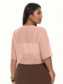 Solavibe Top corto transparente con cordones, talla grande, delgado - Rosa Pálido - Ver 3