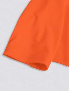 SHEIN LUNE Plain Color Long-Sleeved T-Shirt For Autumn And, Stylish Casual, Perfect For Vacations And Parties Day Time. Red Orange - Multicolor - View 4