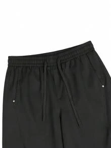 Manfinity Homme Pantalones largos de unicolor versátiles y casuales para hombres para ir al trabajo - Negro - Ver 7