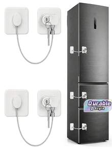 1 Set Cerradura multifuncional para refrigerador con llaves, fácil instalación, cerradura de para el hogar para refrigerador de cocina, gabinete, cajón, armario - Multicolor - Ver 1
